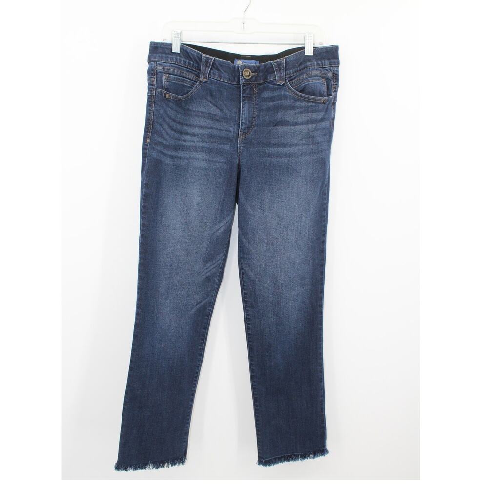 Democracy Women's Ab Solution Slim Straight Leg Jean Size 14P Dark Blue